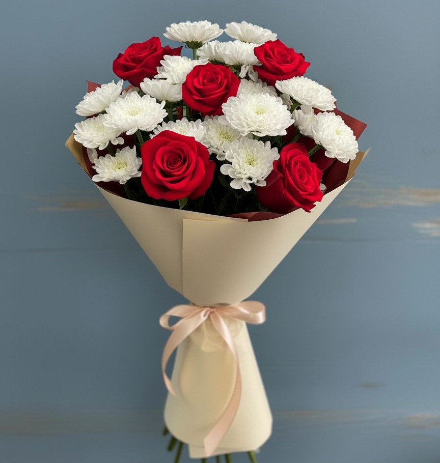 Букет цветов из: Розы и Хризантемы в Козмодемьянске