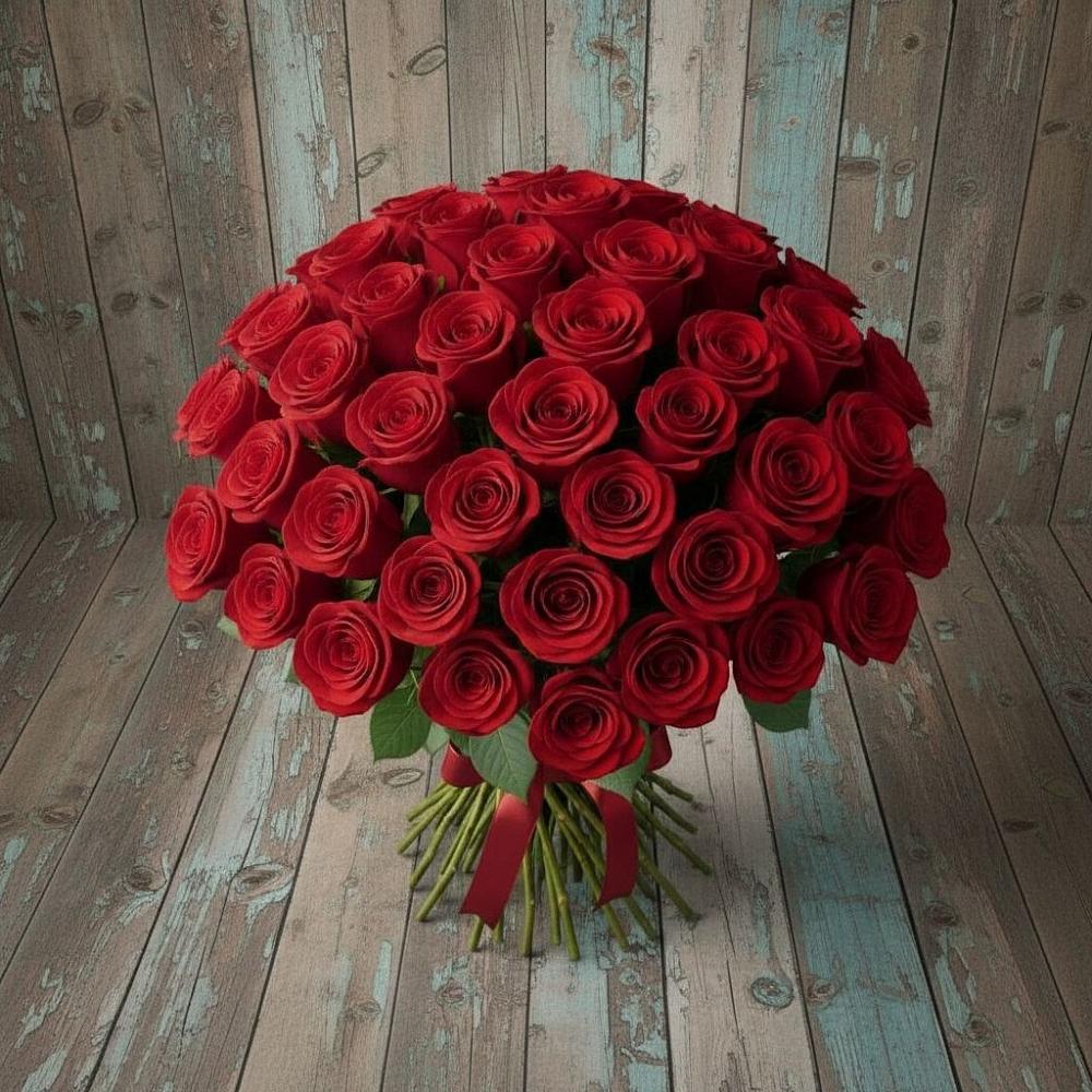 Букет 55 Красных роз Фридом в Козмодемьянске