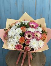Букет цветов из:  Розы, Герберы и Хризантемы #REPLACE_PRED# Козмодемьянске
