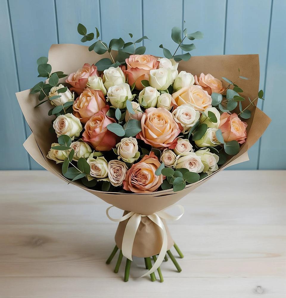 Букет цветов из: Альстромерии и Розы в Козмодемьянске