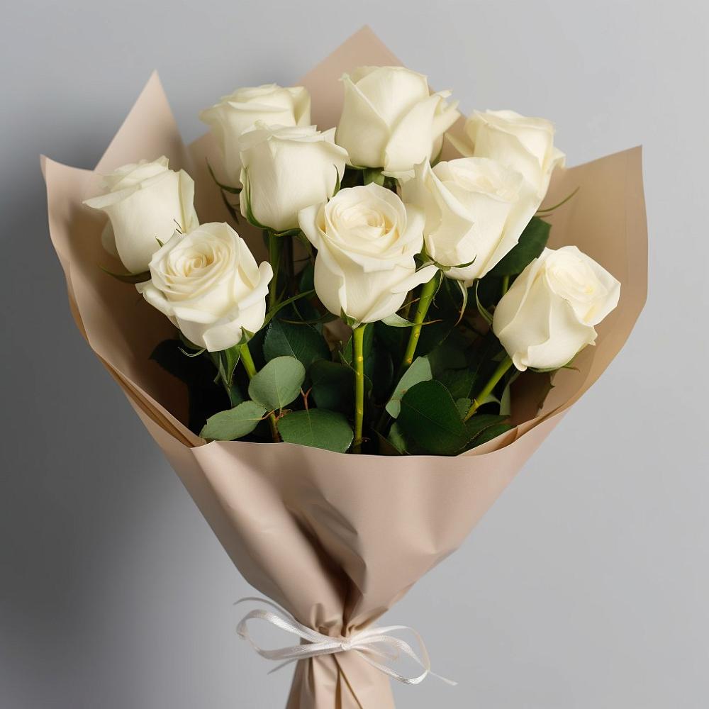 Букет 9 Белых роз Эдлесс Лав в Козмодемьянске