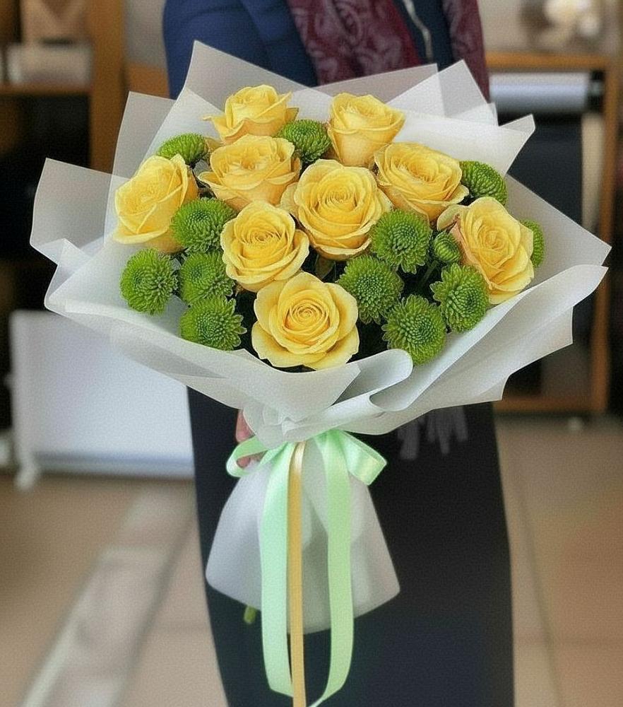 Букет цветов из: Хризантемы и Розы в Козмодемьянске