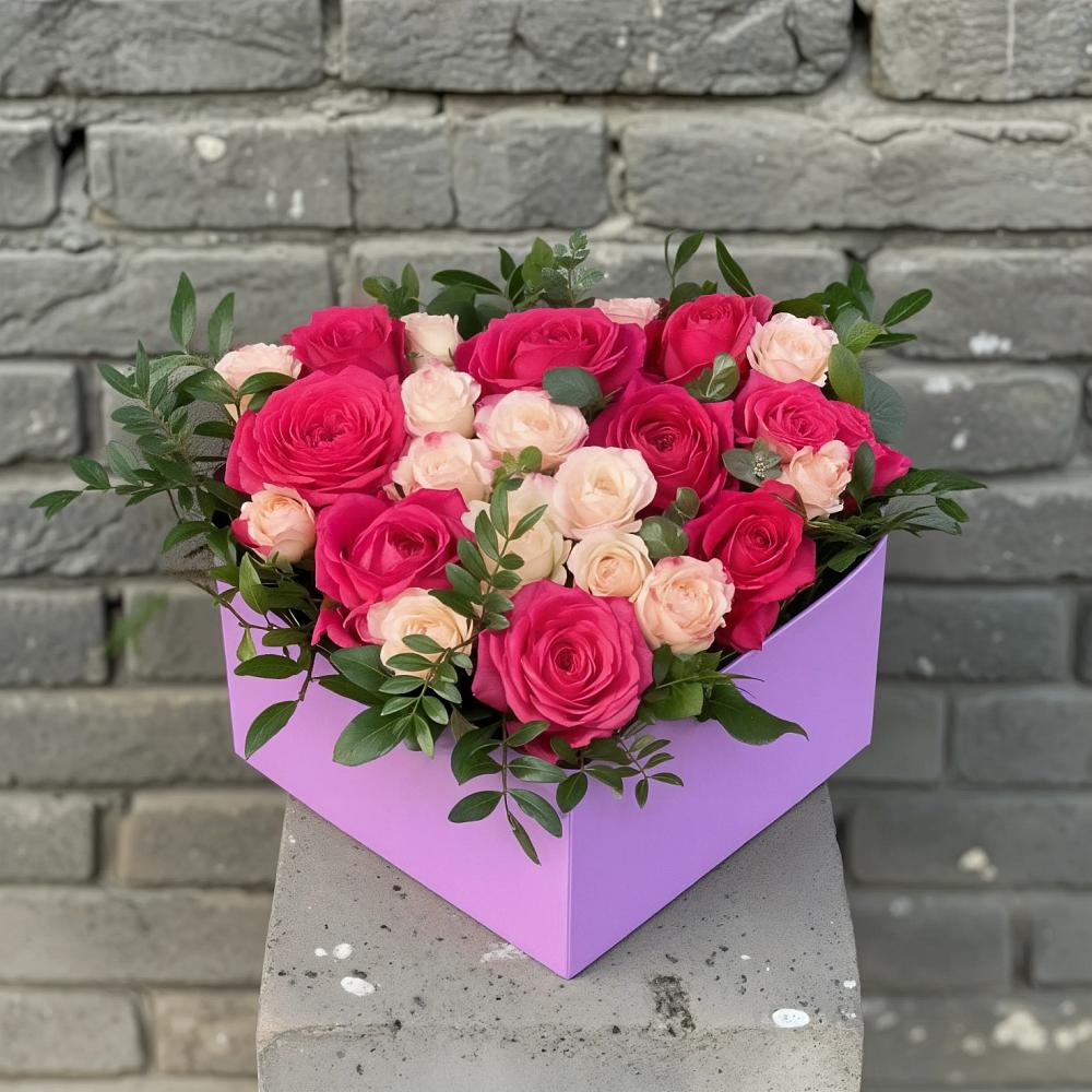 Цветочная композиция из Розы в коробке в Козмодемьянске