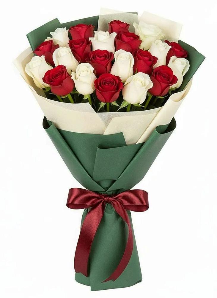 Букет Микс из красных и белых роз в Козмодемьянске