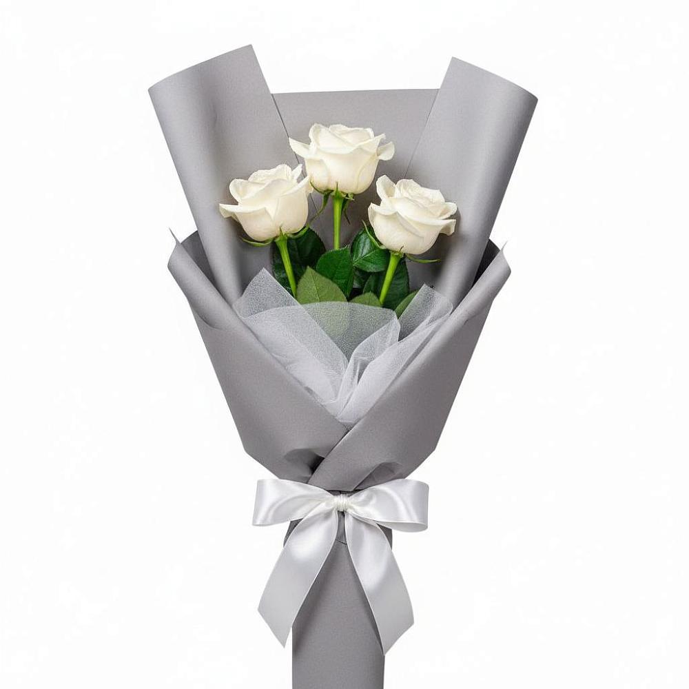Букет 3 белые розы в Козмодемьянске