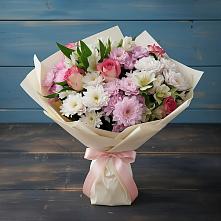 Букет цветов из:  Хризантемы, Альстромерии и Розы в Козмодемьянске