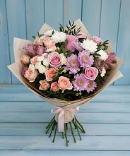 Букет цветов из:  Хризантемы, Розы и Альстромерии в Козмодемьянске