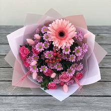 Букет цветов из:  Розы, Герберы и Хризантемы в Козмодемьянске