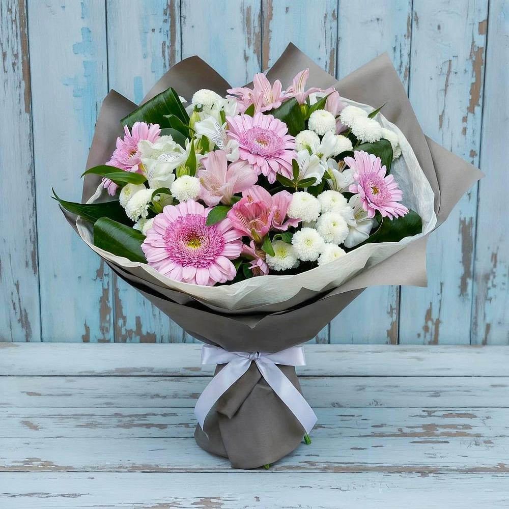 Букет цветов из: Герберы, Альстромерии и Хризантемы в Козмодемьянске