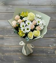 Букет цветов из:  Альстромерии, Розы и Хризантемы в Козмодемьянске